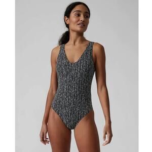 NWT Athleta Seychelles one piece swimsuit - LARGE PETITE - rice pearls black LP